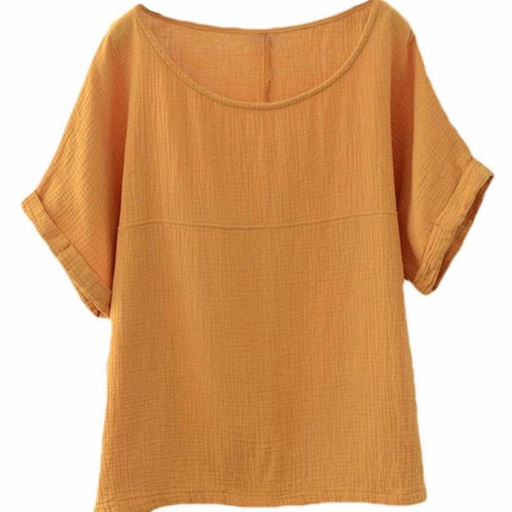 Cotton linen boxy top size medium in a caramel